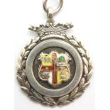 Silver fob with Coat of Arms. P&P Group 1 (£14+VAT for the first lot and £1+VAT for subsequent lots)