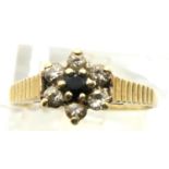 9ct gold stone set cluster ring, size I, 1.3g. P&P Group 1 (£14+VAT for the first lot and £1+VAT for