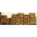 Fifty volumes of Law Reports, half leather bound, 1887-1920 in mixed condition. Not available for