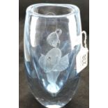 A heavy Swedish glass vase decorated with a young ballerina, signed to base. H: 26 cm. P&P Group