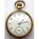 Waltham; gents gold plated pocket watch, not working at lotting. P&P Group 1 (£14+VAT for the