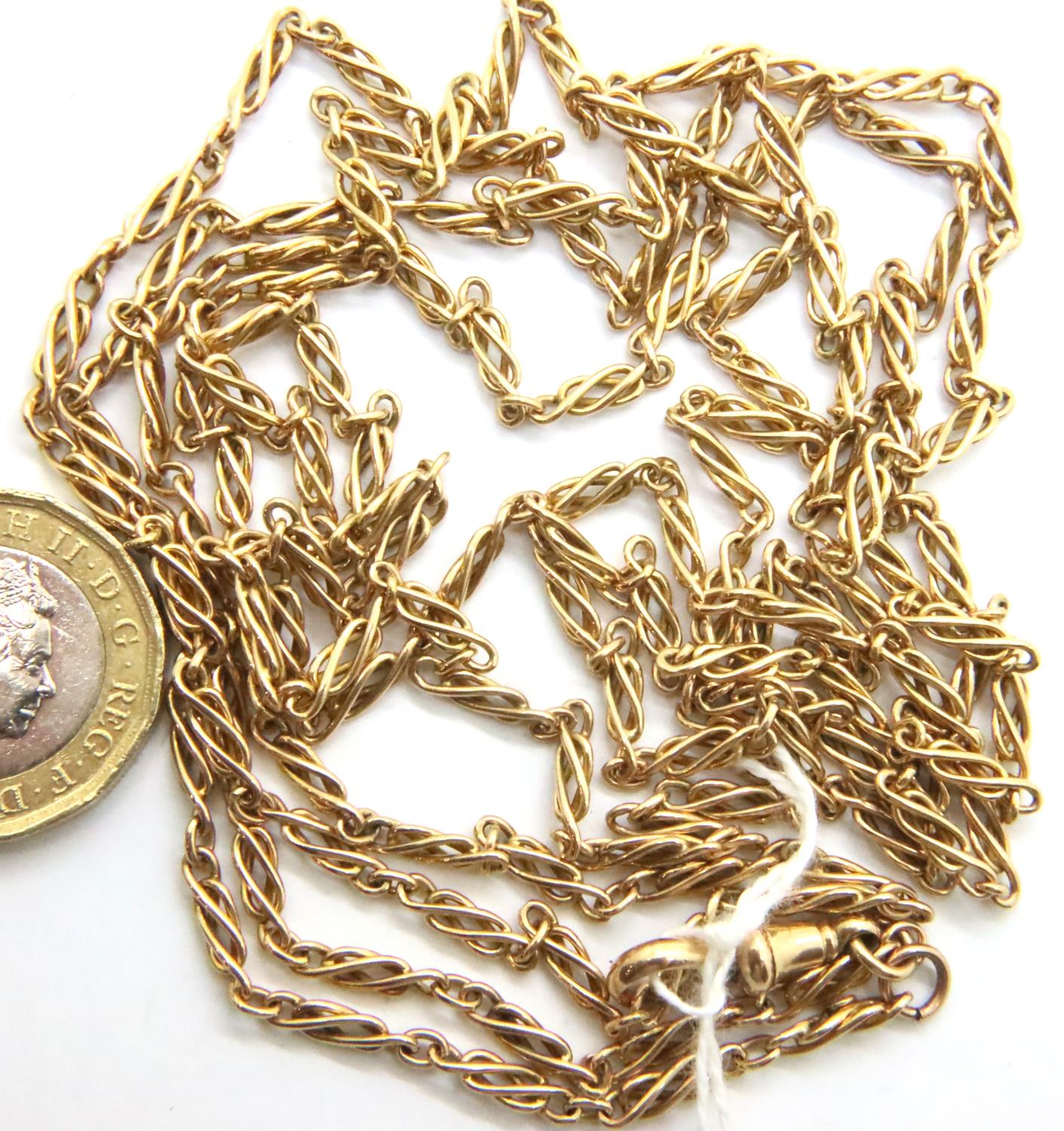 15ct gold guard chain twist link, L: 144 cm, 32.3g. No damage, defects or repairs. Hallmarked to