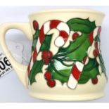 Moorcroft trial mug in the Candy Cane pattern 2015, H: 10 cm. P&P Group 1 (£14+VAT for the first lot