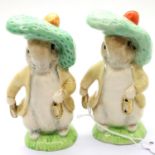 Two Beswick Beatrix Potter figurines, Benjamin Bunny, having rare gold backstamp, H: 11 cm. P&P