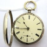 Hallmarked silver pocket watch, London assay, not working at lotting. P&P Group 1 (£14+VAT for the