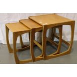 Nest of G Plan type tables, largest 49 x 46 x 50 cm H. Not available for in-house P&P, contact