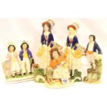 Five Staffordshire figurines, tallest H: 25 cm. P&P Group 3 (£25+VAT for the first lot and £5+VAT