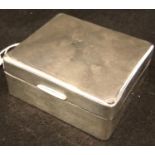 Hallmarked silver cigarette box, cedar lined and dated 1946 by inscription. P&P Group 1 (£14+VAT for