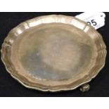Hallmarked silver three footed card tray, 205g. P&P Group 2 (£18+VAT for the first lot and £3+VAT