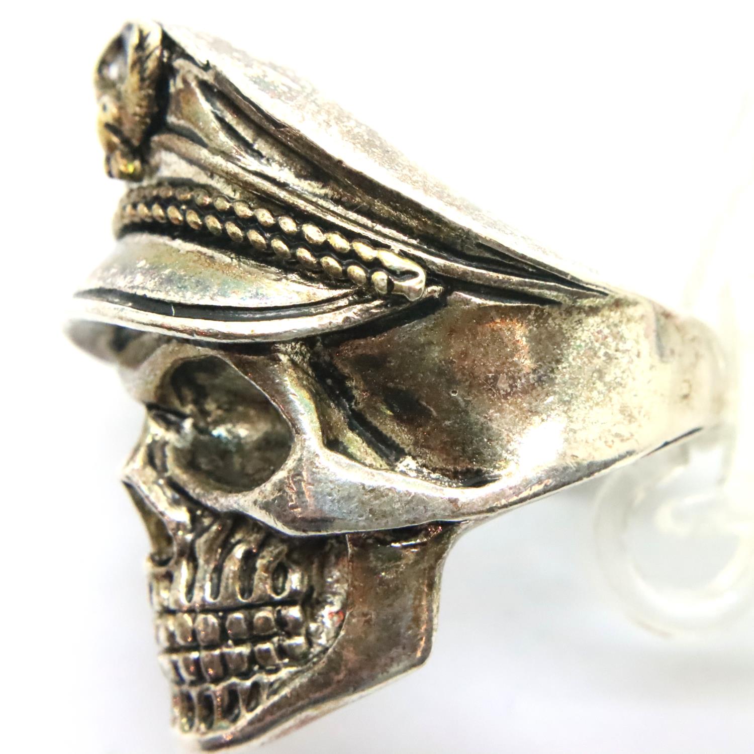 925 silver skull adjustable ring, size O. P&P Group 1 (£14+VAT for the first lot and £1+VAT for - Image 2 of 3