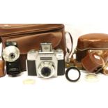 Agfa Colourflex 35ml camera with waist level finder with Agfalux petal flashgun, ER case, carry case