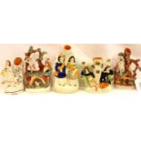 Five Staffordshire figural spill holders, tallest H: 21 cm. P&P Group 3 (£25+VAT for the first lot