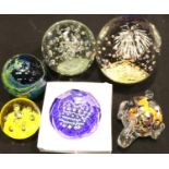 Collection of six paperweights including Caithness limited edition 61/100. P&P Group 3 (£25+VAT