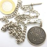 925 silver Albert chain. L: 38 cm, 38g. P&P Group 1 (£14+VAT for the first lot and £1+VAT for