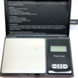 Boxed digital professional mini jewellery scales. P&P Group 1 (£14+VAT for the first lot and £1+