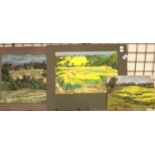 Three unframed original pastels of Worcestershire countryside, artist W. Alex Jackson ATD RBSA