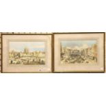 DAVID HODGSON (1798-1864); pair of lithographs, Norwich Market Square, later acquainted, each 49 x