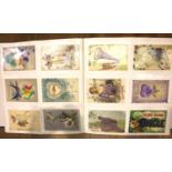 An album of over 400 vintage postcards including shipping scenes, transport etc. P&P Group 3 (£25+