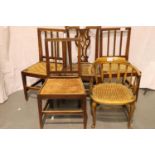 Five mixed antique and vintage chairs, tallest H: 96 cm. Not available for in-house P&P, contact
