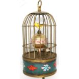 Brass bird cage clock in working order, H: 17 cm. P&P Group 3 (£25+VAT for the first lot and £5+