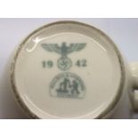 1942 Dated German Heer (Army) China Cup. P&P Group 1 (£14+VAT for the first lot and £1+VAT for
