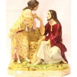 Jesus and The Samaritan Woman at The Well, H: 46 cm. Not available for in-house P&P, contact Paul