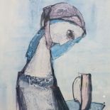 TADEUSZ WAZS, signed 1991 limited edition print (19/40) of a lady, 43 x 37 cm. Not available for