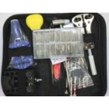 Cased 147 piece watch maker repair kit including back removers and box of wristwatch pins. P&P Group