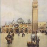 Attributed to Charles Edward Hern, pastel and watercolour, Piazza San Marco, initialled C.E.H., 31 X