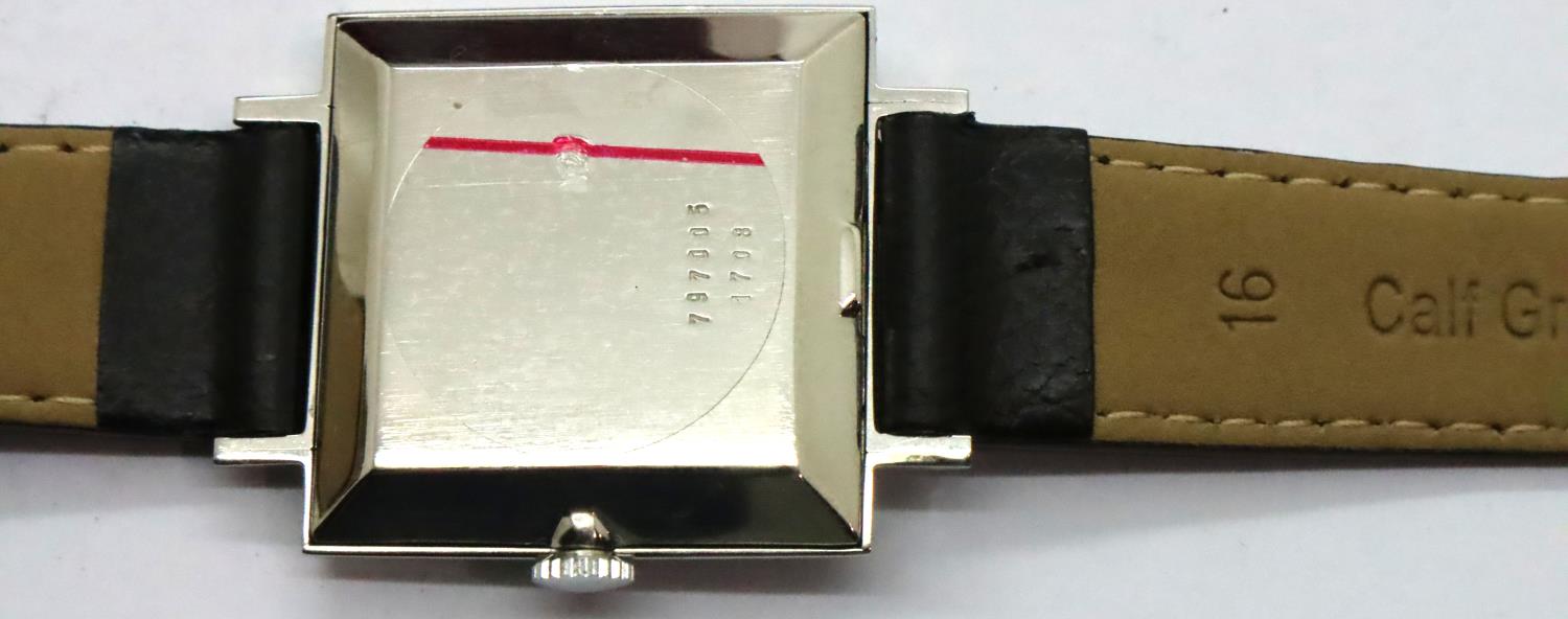 Ebel; vintage ultra slim gents wristwatch, President model with square black dial, silver hands - Image 3 of 3