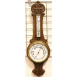 Light oak aneroid barometer. Not available for in-house P&P, contact Paul O'Hea at Mailboxes on