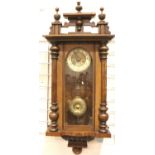 Small 19th Century walnut cased wall clock with enamelled chapter ring. Not available for in-house