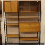 1970s ladder rack type wall unit, 154 x 36 x 201 cm H. Not available for in-house P&P, contact