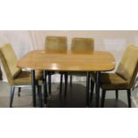 1970s dropleaf dining table with four upholstered chairs. Not available for in-house P&P, contact