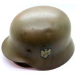 WWII German M35 Double Decal Kriegsmarine Helmet. Stamped Q-64 for the F.W Quist factory