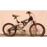Childs 19 inch full suspension five speed Magna Trance mountain bike. Not available for in-house P&