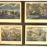 Set of four antiquarian prints, The First Steeplechase On Record, plates I-IV after the original
