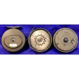 Three fly fishing reels; Youngs, Pridex and Intrepid Rimfly. P&P Group 2 (£18+VAT for the first