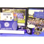 Box of mixed Chelsea FC memorabilia. Not available for in-house P&P, contact Paul O'Hea at Mailboxes