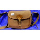 Canvas and leather shooting satchel by Brady of Halesowen. P&P Group 2 (£18+VAT for the first lot
