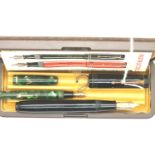 Two fountain pens, Dinky 550 and The Dupo both with 14ct gold nibs. P&P Group 1 (£14+VAT for the