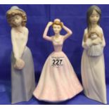 Two Nao figurines and another. P&P Group 3 (£25+VAT for the first lot and £5+VAT for subsequent