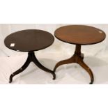 Two Georgian circular occasional tables on tripod bases, largest D: 75 cm. Not available for in-