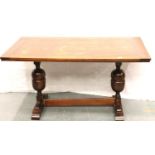 20th century oak refectory style dining table with large turned bulbous supports, 140 x 74 x 75 cm