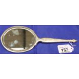 Hallmarked silver guilloche enamelled hand mirror. P&P Group 2 (£18+VAT for the first lot and £3+VAT