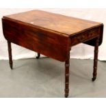A 19th century walnut Pembroke table with two false drawers, 108 x 107 x 72 cm H (open). Not