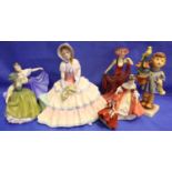 Six Royal Doulton figurines and another. P&P Group 3 (£25+VAT for the first lot and £5+VAT for