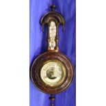 Victorian barometer thermometer in a mahogany case, H: 46 cm. Not available for in-house P&P,