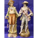 Two large Continental female figurines, H: 46 cm. Not available for in-house P&P, contact Paul O'Hea
