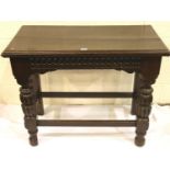 Victorian oak buffet in the Jacobean style and of jointed construction, 105 x 54 x 84 cm H. Not